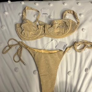 NWT Monday Swimwear Gold Shimmer Clovelly top and Palma bottom